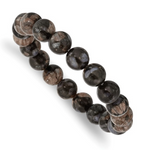 Chisel 10mm Black and Brown Agate Beaded Stretch Bracelet (SRB2867)