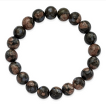 Chisel 10mm Black and Brown Agate Beaded Stretch Bracelet (SRB2867)