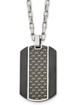 Chisel Stainless Steel Brushed and Polished Black IP Carbon Fiber Inlay Necklace (SRN2310)