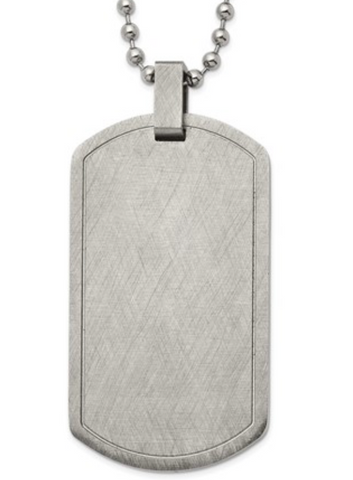 Chisel Stainless Steel Brushed & Polished Scratch Finish Dog Tag on a Ball Chain Necklace (SRN2895)