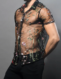 Andrew Christian Sheer Embroidered Lace Shirt (10412)