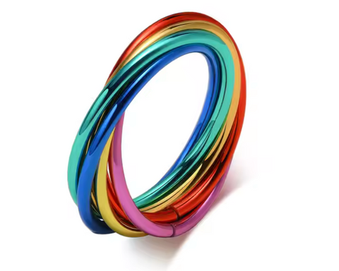 Stainless Steel Rainbow Interlocked Ring