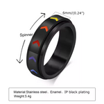 Stainless Steel Rainbow Chevron Spinner Ring