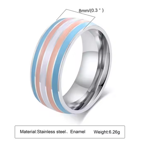 Stainless Steel Trans Pride Enamel Ring
