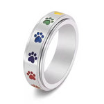 Stainless Steel Rainbow Paws Spinner Ring