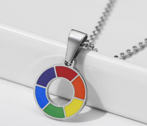 Rainbow Round Pendant Necklace