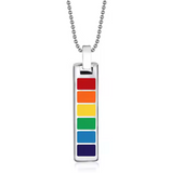 Rectangular Rainbow Pendant Necklace