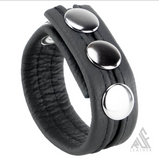 3-Snap Leather Striped Cockrings (TCI-9717)