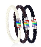 Rainbow Leather Braided Bracelet