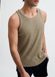 St33le Rib Stretch Cotton/Tencel Tank W/Fine Piping Detail (16011)