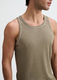St33le Rib Stretch Cotton/Tencel Tank W/Fine Piping Detail (16011)