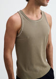 St33le Rib Stretch Cotton/Tencel Tank W/Fine Piping Detail (16011)