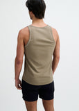 St33le Rib Stretch Cotton/Tencel Tank W/Fine Piping Detail (16011)