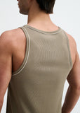 St33le Rib Stretch Cotton/Tencel Tank W/Fine Piping Detail (16011)