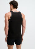 St33le Rib Stretch Cotton/Tencel Tank W/Fine Piping Detail (16011)