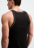 St33le Rib Stretch Cotton/Tencel Tank W/Fine Piping Detail (16011)