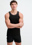 St33le Rib Stretch Cotton/Tencel Tank W/Fine Piping Detail (16011)