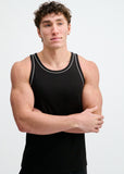 St33le Rib Stretch Cotton/Tencel Tank W/Fine Piping Detail (16011)