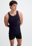 St33le Rib Stretch Cotton/Tencel Tank W/Fine Piping Detail (16011)
