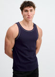 St33le Rib Stretch Cotton/Tencel Tank W/Fine Piping Detail (16011)