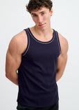 St33le Rib Stretch Cotton/Tencel Tank W/Fine Piping Detail (16011)