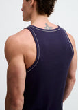 St33le Rib Stretch Cotton/Tencel Tank W/Fine Piping Detail (16011)