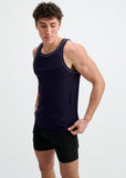 St33le Rib Stretch Cotton/Tencel Tank W/Fine Piping Detail (16011)
