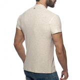 Addicted Jeans Rib Knit Mandarin Collar V-Neck Tee (AD1472)