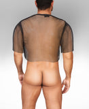 Alpha Charlie - Diamond Mesh Short Sleeved Crop Top