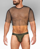 Alpha Charlie - Diamond Mesh Short Sleeved Crop Top