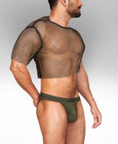 Alpha Charlie - Diamond Mesh Short Sleeved Crop Top