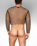 Alpha Charlie - Diamond Mesh Long Sleeved Crop Top