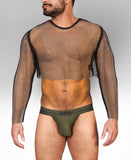 Alpha Charlie - Diamond Mesh Long Sleeved Crop Top