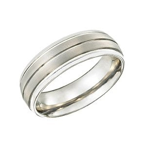 Silver Striped Tungsten Ring (TUR29)