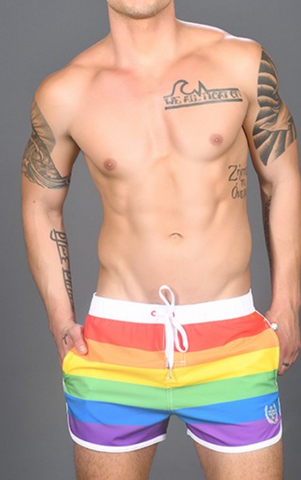 Andrew Christian Pride Stripe Swim Shorts (7632)