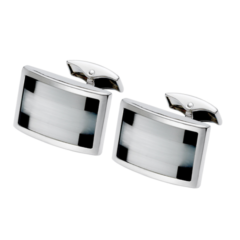 Black Onyx, Fibre Optic Glass Cufflinks (SC43)