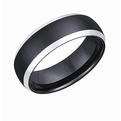 Comfort Fit Black Plated Tungsten Ring (TUR37)