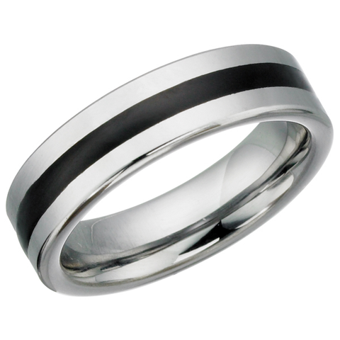 Black Striped Tungsten Ring (TUR15)