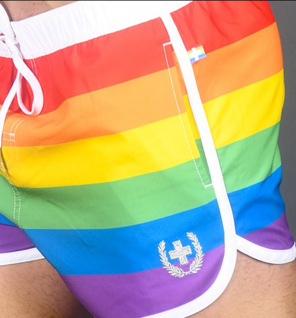 Andrew Christian Pride Stripe Swim Shorts 7632 Out on the Street