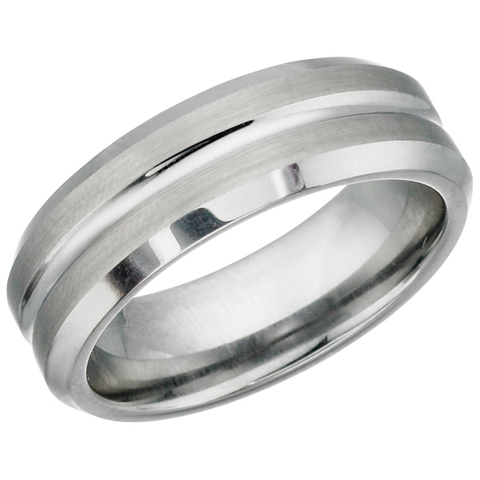 Brushed Center Polished Tungsten Ring (TUR17)