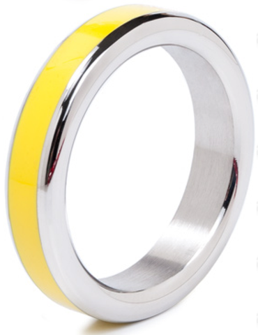 Stainless Steel Cock Ring with Colour Band Out on the Street Stainless Steel Cock Ring with Colour Band Out on the Street