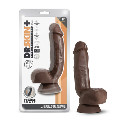 Blush - Dr. Skin Plus - 8 Inch Thick Poseable Dildo With Squeezable Balls
