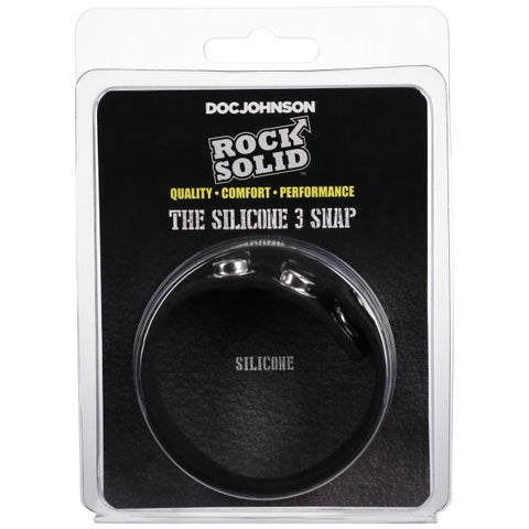 Rock Solid - The Silicone 3-Snap CockRing Black (3700.18)