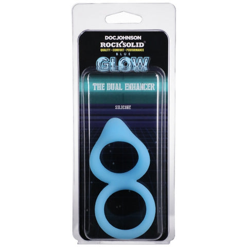 Rock Solid - Dual Enhancer - Blue Glow Silicone Cock-Ring (3700.24)