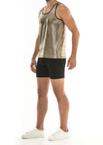 St33le Stretch Mettalic Tank Top - Gold Rectangles (8904)