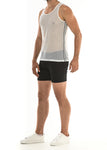 St33le Stretch Mesh Tanks With Metallic Side Stripe (8906)
