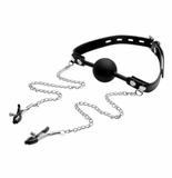 Silicone Ball Gag with Nipple Clamps (XRAE976)