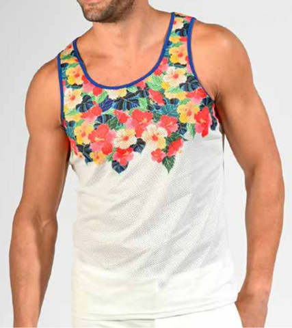 St33le Abstract Floral Mesh Tank Top (1098)