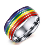 Stainless Steel Full Rainbow Enamel Ring