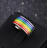 Stainless Steel Rainbow Enamel Ring